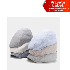 Casquette plate en lin respirant personnalisable à marque privée, réglable, légère, pour l'été, style Ivy, vente en gros, très populaire - Product Image 1