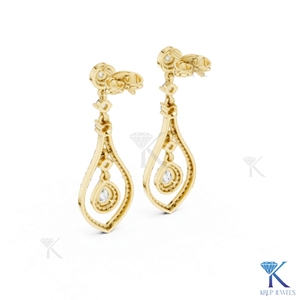 Boucles d'oreilles pendantes en forme de goutte d'eau en diamant de laboratoire, plaqué or massif 18 carats, certifiées IGI, luxe, pavé, forme poire ouverte, bijoux fins pour femmes - Product Image 6
