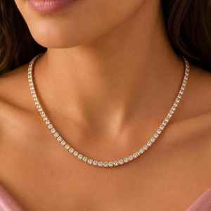 Collier tennis unisexe en diamants de laboratoire taille ronde, bijoux de luxe pour mariage, 30,00 TCW, couleur DEF, clarté VVS, or massif 10K 14K 18K - Product Image 6
