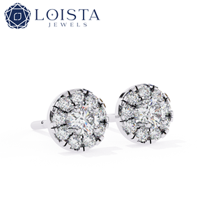 Bijoux en diamants certifiés IGI luxueux, or véritable 18 carats, diamants cultivés en laboratoire, boucles d'oreilles rondes pour femmes - Product Image 1