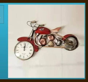 Metal Motorcycle Art <b>Wall</b> Decor <b>Desk</b> Shelf Clocks Non Ticking Battery Operated Home - Product Image 2