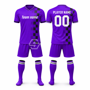Maillot de foot personnalisé unisexe, anti-transpiration, nom de l'équipe, tissu 100% polyester, col en V, design par sublimation, nom de l'équipe imprimé - Product Image 5