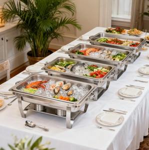 Juego de Recipientes para Buffet Plegable Premium de 9QT con 4 Pinzas para Alimentos, Ideal para Fiestas y Banquetes, al Mejor Precio - Product Image 5