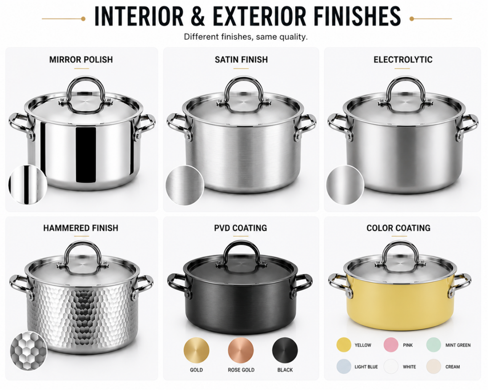 Factory Wholesale Durable 316 Stainless Steel Cookware Group Hammered Finish Multi Functional Pot and Pan Set for Restaurant · image 4