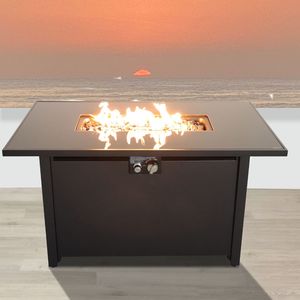 25 H X 42 W Steel Outdoor <b>Fire</b> <b>Pit</b> <b>Table</b> with Lid Durable and Stylish for Year-<b>Round</b> Use - Product Image 1