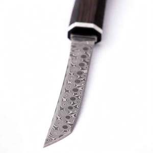 Couteau utilitaire de précision artisanal en acier Damas Raindrop avec manche en bois d'ébène foncé, outil de artisanat - Product Image 2