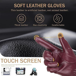 Womens Fashion <b>Long</b> Leather Evening <b>Gloves</b> With Faux Fur Trim And Warm Lining For Winter Parties - Product Image 3