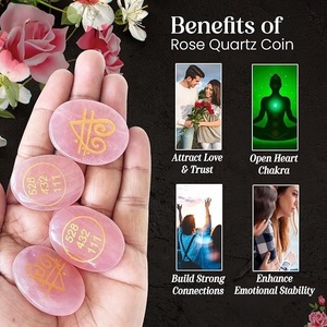 Vente en gros de qualité supérieure faite à la main nouveau design de mascotte d'amour symbole angélique ovale gravé cristal de quartz rose artisanat symbolique - Product Image 3