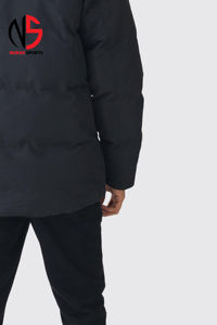 Blouson matelassé à capuche très demandé avec bordure en fausse fourrure amovible, noir, coupe-vent, chaud, pour homme, hiver, poches latérales 2026 - Product Image 6