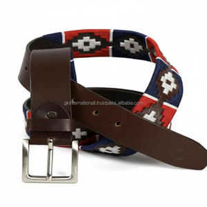 Custom <b>Men's</b> <b>Polo</b> <b>Belt</b> Full Grain Leather with Hand Embroidery Stainless Steel and Alloy Buckle <b>for</b> Tactical Applications - Product Image 4