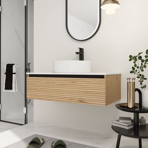 36-Inch Wall Mounted <b>Bathroom</b> <b>Vanity</b> with White Art Ceramic Sink and 1 Soft Close Drawer KD Packing - Product Image 5