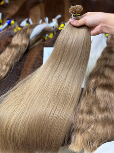 Extensions de cheveux humains Remy vietnamiens, trame plate, lisses, blond clair, pointes pleines, double trame machine, longueur 65 cm - Product Image 2