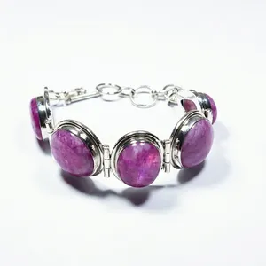 Pink Moonstone 925 Sterling Silver Handmade Bracelet Natural Gemstone Jewelry Elegant Statement Design Women Fashion - Product Image 1