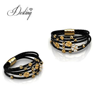 Nueva <span class=keywords><strong>pulsera</strong></span> floral de moda Daisini adornada con cristales de <span class=keywords><strong>Swarovski</strong></span> <span class=keywords><strong>Pulsera</strong></span> chapada en oro de 18 quilates para fiesta - Product Image 4