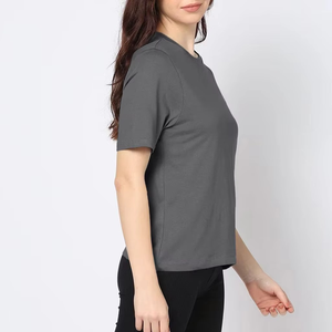T-shirt imprimé écologique pour femme, manches courtes, logo personnalisé, coupe classique, vêtements de sport d'été confortables - Product Image 5