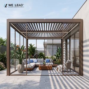 Pérgola bioclimática de aluminio de lujo para jardín exterior con un sistema de techo de lamas ajustables - Product Image 1