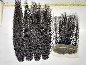 El cabello de templo indio crudo 100% más vendido, cutículas alineadas rizadas ajustadas de alto grado, sin enredos, suelta, onda profunda, Natural - Product Image 4