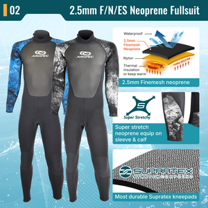 Combinaison de plongée intégrale en néoprène Aropec 2,5 mm pour homme, anti-UV, résistante à l'usure, pour le surf et la plongée avec tuba (OEM/ODM) - Product Image 3