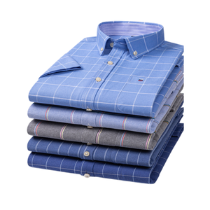 <b>Men's</b> Casual Regular Fit Button Horn Button 100% Cotton Satin Quick Dry Breathable Short Sleeve 240g Solid Pattern Summer <b>Shirt</b> - Product Image 4