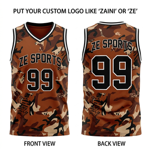 Camiseta de Baloncesto Unisex, 220 GSM, Secado Rápido, Transpirable, Malla de Poliéster, Marrón y Negro, Impresión por Sublimación Personalizada, Logotipo del Equipo, Nombre y Número - Product Image 1