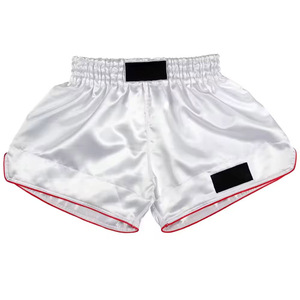 Pantalones Cortos Blancos de Muay Thai para Hombre, Cintura Alta, Cierre Elástico, Transpirables, Estilo Casual, Color Sólido, Tela de Poliéster - Product Image 1