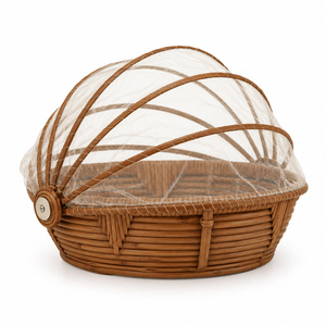 Cesta de Frutas de Ratán Hecha a Mano Personalizada de 5 Niveles con Cubierta de Malla para Alimentos, Tazón Protector de 1-2L con Red Antipolvo, de Pie, Venta al por Mayor - Product Image 4