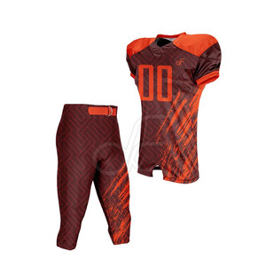 Conjunto de Uniforme de Fútbol Americano Personalizado para Hombre, Color Granate y Naranja, Impresión por Sublimación, Jersey y Pantalones Transpirables para Adultos - Product Image 1