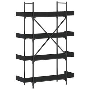 Libreria e libreria in legno nero "x 13" x 57.3 "39.4 a 4 livelli - Product Image 6