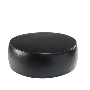 Table basse noire moderne et élégante, design tambour martelé en métal industriel antique, finition mate, meubles de salon, décoration intérieure - Product Image 1