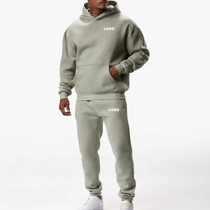 ชุดวอร์มแบบเรียบง่ายทรงโอเวอร์ไซส์ ชุดกีฬาแบบ unisex กางเกงวอร์มทรงหลวมและเสื้อฮู้ดดี้ ชุดวอร์มผู้ชาย ผ้าฝ้าย 100% - Product Image 1