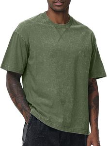 Camiseta de Algodón con Lavado Ácido para Hombre, Camiseta Oversize con Lavado Ácido, Camiseta Casual con Lavado Ácido, Camiseta Estilo Vintage con Lavado Ácido para Hombre - Product Image 5
