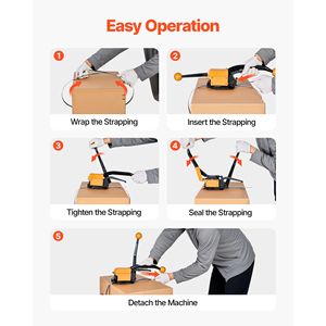 Sigillatrice Manuale per Reggette in Acciaio A3 per Carichi Pesanti, Kit di Imballaggio per Pallet in Metallo con Larghezza Regolabile per Materiali PP PET - Product Image 4