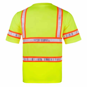เสื้อยืดก่อสร้างแบบสตรีทแวร์สำหรับผู้ชาย แถบสะท้อนแสง Hi-Vis เสื้อแขนสั้นเพื่อความปลอดภัย มองเห็นได้ชัดเจน ผลิตจากผ้าฝ้าย 100% - Product Image 6