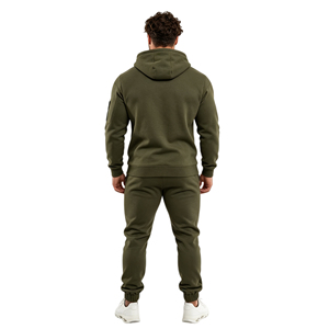 Survêtement d'hiver pour homme en coton respirant de qualité supérieure, couleur bordeaux, avec sweat à capuche zippé intégral et pantalon de jogging à poches et revers. - Product Image 4