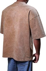 เสื้อยืดทรงบ็อกซี่ฟิตสำหรับผู้ชาย ผ้าเจอร์ซีย์หนา ล้างสีแบบแอซิดวอช พิมพ์ลายสไตล์เรโทร สตรีทแวร์ จากผู้ผลิตโดยตรง - Product Image 3