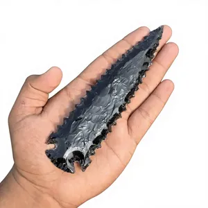 Punta de Flecha Tallada en Obsidiana Negra Natural al por Mayor, Punta de Flecha de Piedra Preciosa Grande de 5-6 Pulgadas, Decoración para el Hogar, Regalo Empresarial - Product Image 3