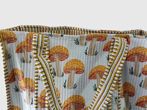 Bolso de mano de lona con estampado de setas acolchado, estilo bohemio, con parte superior abierta, bolso de compras para mujer, para todas las estaciones - Product Image 5