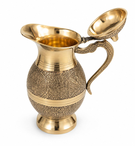 Brass <b>Water</b> Jug Traditional Metal Pitcher for Home Kitchen Restaurant <b>Water</b> <b>Storage</b> and Serving <b>Container</b> Tabletop Use - Product Image 2