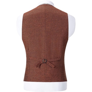 Custom Men's Double Breasted Tweed Vest Premium Herringbone Waistcoat Formal Business Wedding Classic Tailored Suit Vest - Product Image 4