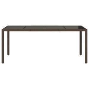 Table de jardin en rotin PE marron avec plateau en verre trempé et structure en acier thermolaqué, mobilier d'extérieur - Product Image 4