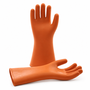 Gants isolants diélectriques en caoutchouc haute tension orange pour électriciens, vente en gros, directement de l'usine, personnalisables haute tension - Product Image 1