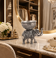 Figurine d'éléphant en argent allemand artisanal, statue décorative avec gravure florale ornée, pour la décoration de la maison, cadeau et collection