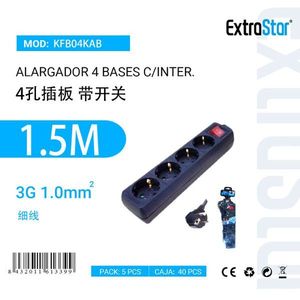 Multipresa ExtraStar a 4 prese con interruttore e cavo da 1,5 m, accessorio per la gestione dei cavi - Product Image 1
