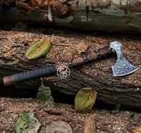 Hacha de acero Corban hecha a mano para acampar, Vikingo, Tomahawk, con mango de madera de fresno