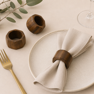 Anneaux de serviette géométriques faits à la main en bois naturel pour mariage, fête, décoration de table moderne et écologique pour la maison et le restaurant - Product Image 6