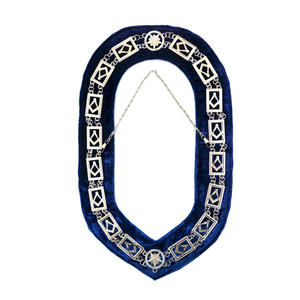 Master Mason Blue Lodge <b>Chain</b> Collar - Silver Plated Square & <b>Compass</b> - Product Image 1