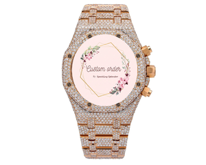 Reloj Analógico Mecánico de Lujo para Hombre con Incrustaciones de Moissanita, Personalizado en Acero Inoxidable con Correa Plateada, Estilo Hip Hop - Product Image 1