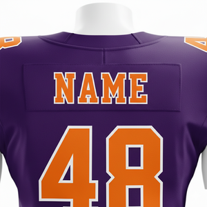 Conjunto de Uniforme de Fútbol Americano Personalizado, Morado y Naranja, Sublimado, Transpirable, Ajustado, Jersey y Pantalones para Hombre, Número 94 - Product Image 4