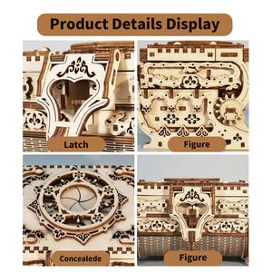 Kit Puzzle 3D Scatola Portagioie in Legno Antico per Bambini, Decorazione Casa, Regali Fai-da-Te per Compleanno/Natale - Product Image 3