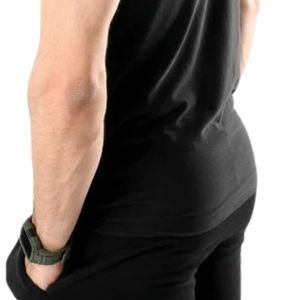 T-shirt à manches courtes pour homme, col en V, noir, coupe ajustée, décontracté, basique, léger, pour l'entraînement sportif, la course à pied, la salle de sport, les exercices - Product Image 4